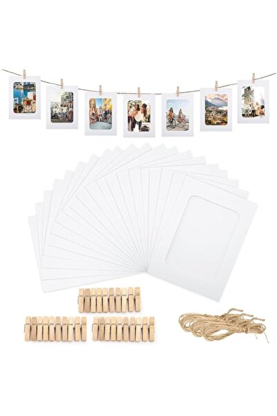 Generic Paper Picture Frames 4"x6",30 Pcs Paper Photo Frames,Cardboard Picture Frames with Clips and String