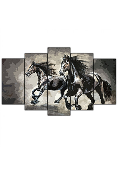 Generic Wall panel - Horses - 702 - Divided into five graduated pieces - 1