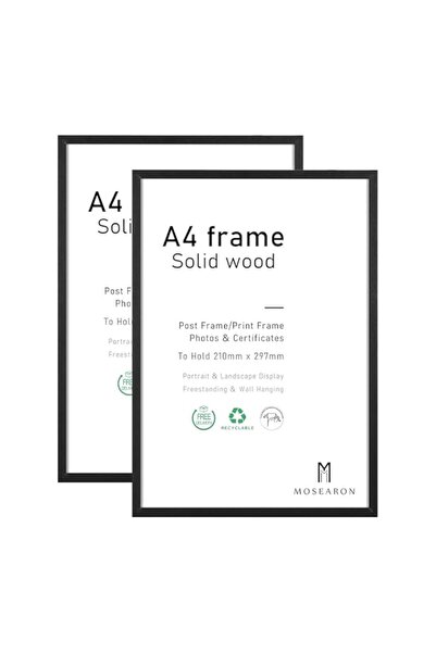 Generic Brand ATOBART A4 Wood Photo Frame,2 Pack-21x30cm Black Wood Picture F...