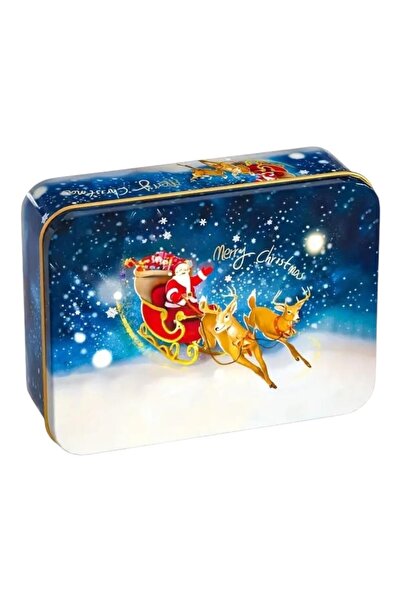 OEM Cutie decorativă de Crăciun, metalică, ideală pentru bomboane, dulciuri sau decorațiuni, 12,5 x 9 x 4 cm, albastră