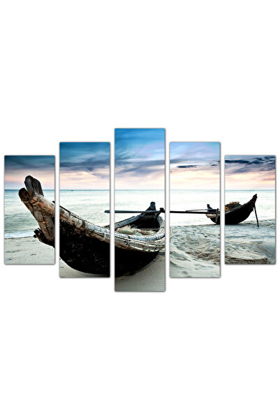 Generic Wall panel - Boats on the beach - 962 - divided into five graduated pieces - 1
