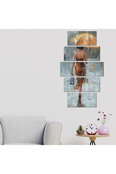 Generic Wall panel - Woman in the rain - 30049 - divided into five graduated pieces - 1