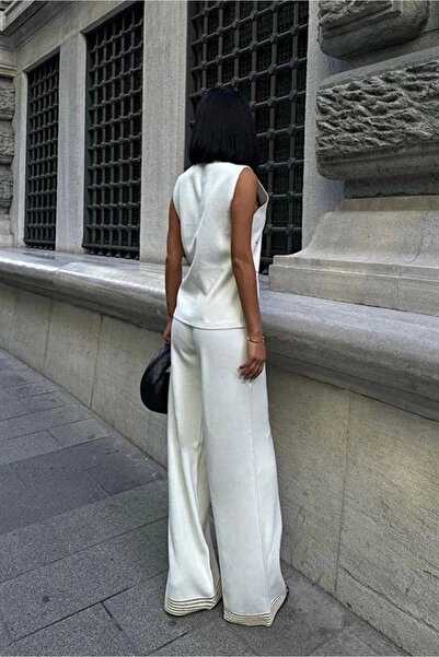 Lijuri Mdb Paulo Gold Buttoned Vest Pants Suit 9976