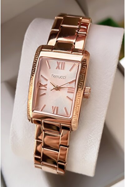 Ferrucci Women's Wristwatch Rose Gold Steel Case Steel Band Original Waterproof Gift with Bracelet
