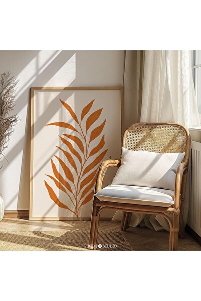 NinaStore Yanık Turuncu Yapraklar Sanatı, Bohem Minimalist Sanat, Toprak Tonl...