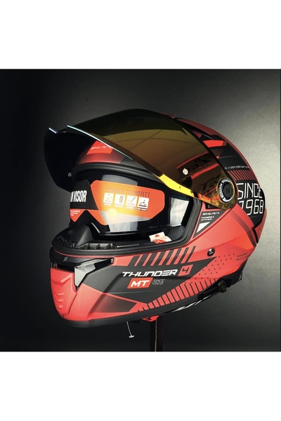 MT Helmets Thunder 4 Sv Luminence (şeffaf vizörlü) biçimde gönderilecektir