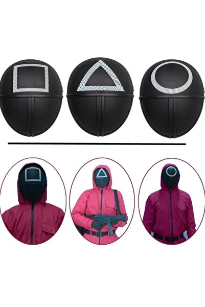 Genel Markalar 3 Adet Squid Game Kalamar Oyunu Kostüm Maske Premium Kalite A+