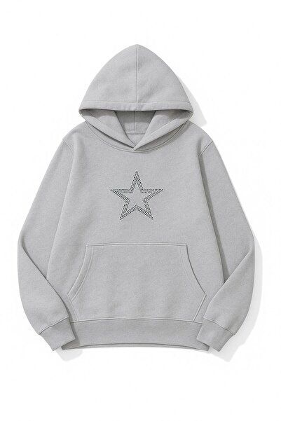 Wish BF سويت شيرت بقلنسوة كبير الحجم مطبوع عليه نجمة مكونة من 3 خيوط مصنوعة م...