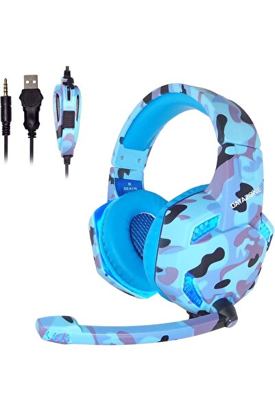Datazone Gaming Over-Ear Headset with LED, 3.5mm Jack and Mic Mute Switch (Blue)