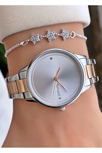 Ferrucci Women's Wristwatch Silver Rose Steel Band Original 2 Years Warranty Gift Boxed