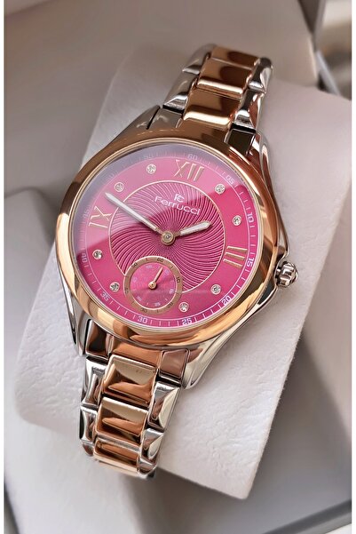 Ferrucci Women's Wristwatch Fuchsia Steel Band Rose Silver Original Waterproof 2 Years Warranty Gift with Bracelet