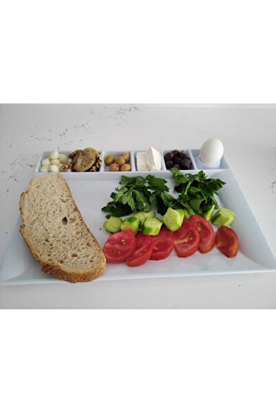 YANPA TİCARET Breakage-Resistant 36/26 cm Serving Breakfast and Dessert Plate with Side Compartment. First-Class Melamine.