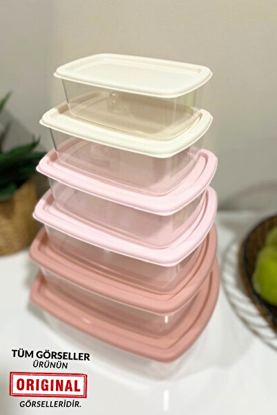 ViZKA 6-Piece Rectangular Airtight Storage Container Set, Closet Organizer / Pink