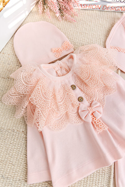Babymod Laced Bow Cotton 5-Piece Baby Girl Hospital Release Baby Set