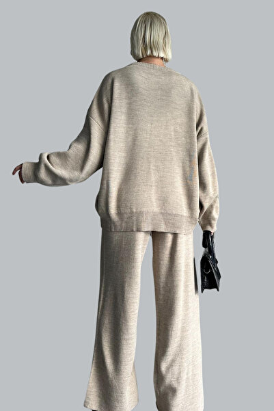 mefru Women's Plain Bottom and Top Sweater Pants Basic Knit Set
