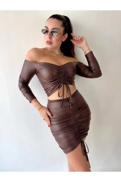 ARONA Mdb Women's Gathered Leather Skirt Set Opportunity Product