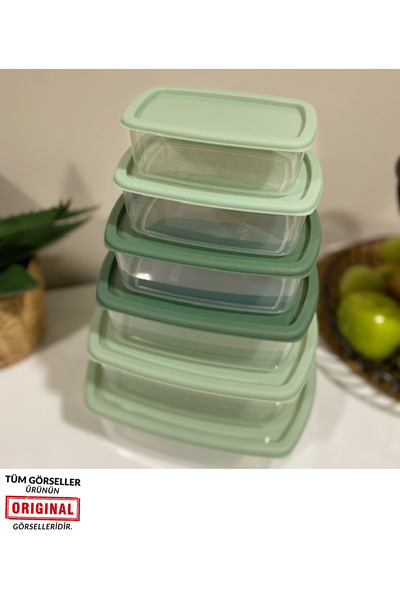 ViZKA 6-Piece Rectangular Airtight Storage Container Set, Closet Organizer / Green