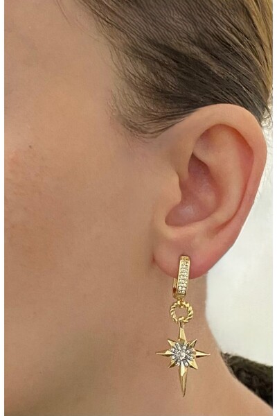 stainles steel çelik kutup yıldızı küpe