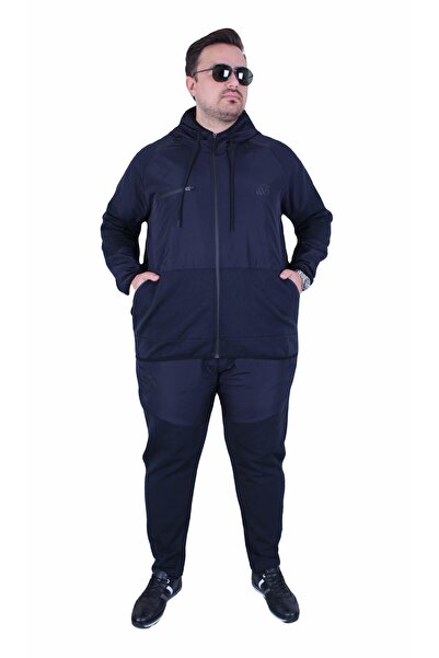 MocGrande Large Size Double Face Coated Tracksuit Set M.G Tk25608 Navy Blue