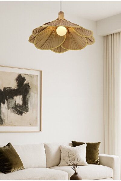 Buiva İskandinav Bambu Hasır Sarkıt Avize Şık Görsellik Katar