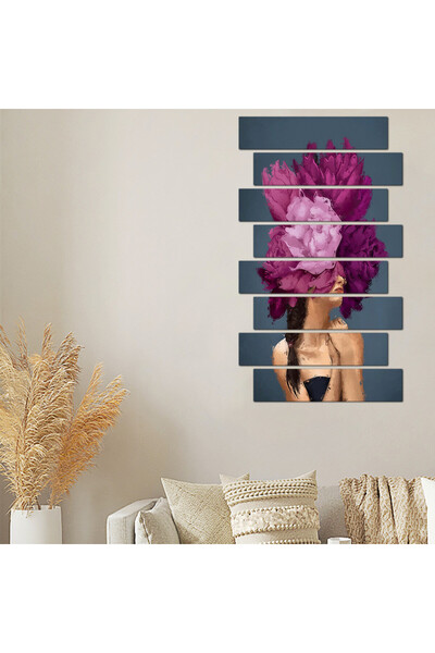 Generic Wall panel - Woman with a purple rose - 300911 - divided into eight pieces -