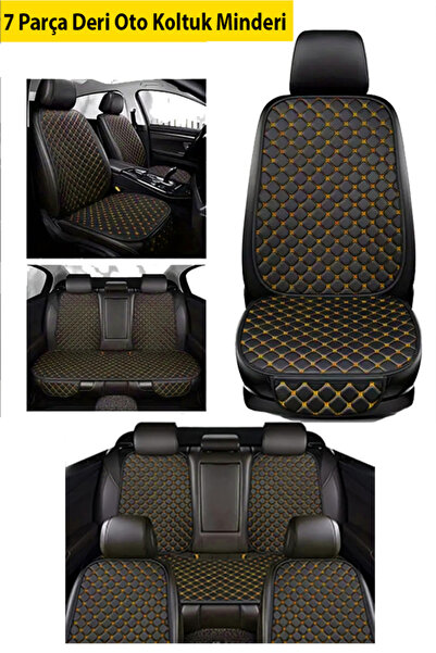 Nuryak Oto Aksesuar Dacia DusterHer Araca Uyumlu SIRTLIKLI 7 Parça SARI Deri ...