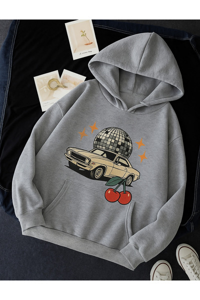 mercoledi سويت شيرت بقلنسوة للجنسين مطبوع عليه كرة ديسكو كلاسيكية للسيارة