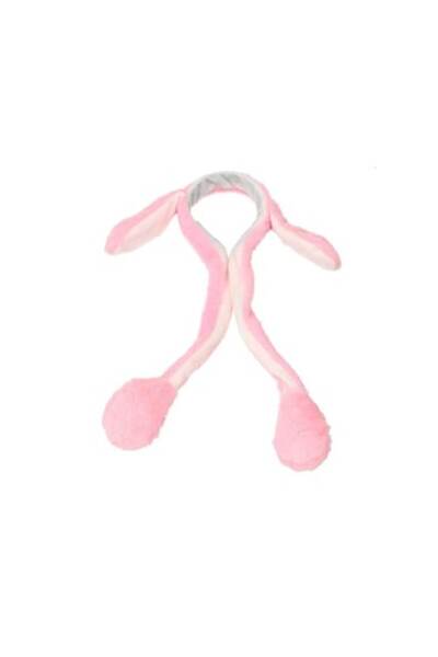 OEM Bentita tip Iepuras, cu urechi miscatoare pufoasa, led, roz