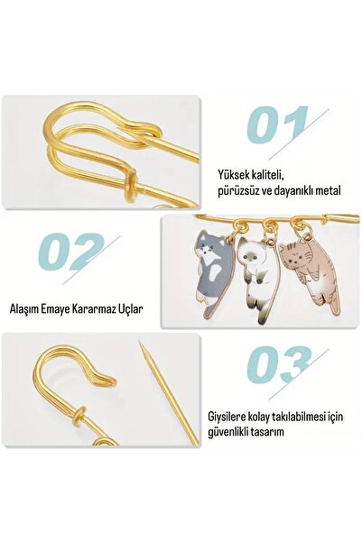 Fivy Kişiselleştirilebilir Sevimli Kedi Broş Yaka İğnesi