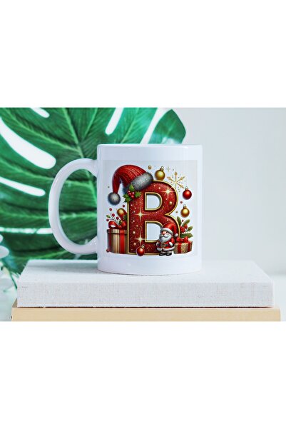 Beramussa كوب على شكل حرف B مع شخصية سانتا كلوز القزم - تصميم أبجدي متوهج بطا...