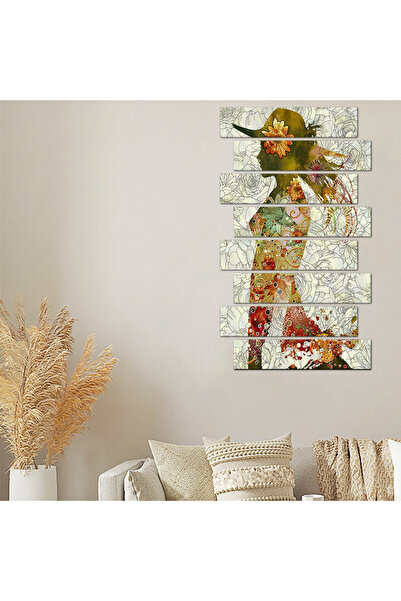 Generic Wall panel - Woman and flowers drawing - 693 - divided into eight pieces