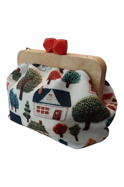 handedizayn Ahşap Burslu Yılbaşı Desenli Evler 1 Desenli Zincir Askılı Kadın ...