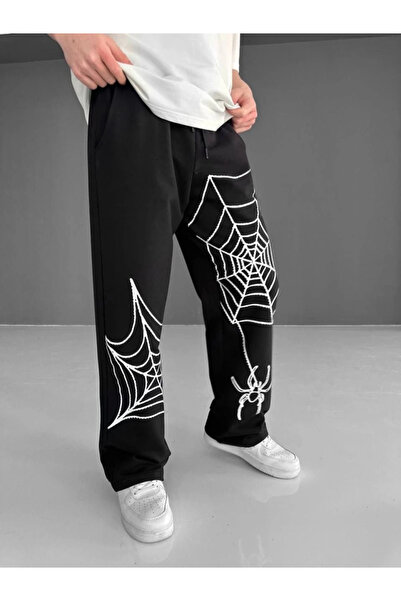 Shop58 Mdb Two-Thread Fabric Spider Printed Tracksuit Black