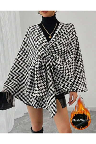 npLStore Women's New Season Houndstooth Patterned Stylish Poncho