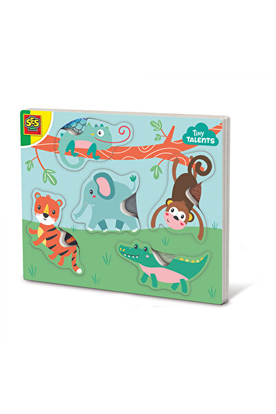 SES Creative Puzzle din lemn - Animale cu textura