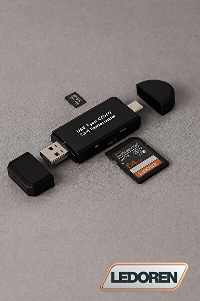 L'eDoren Usb Type C Kart Okuyucu Micro Usb Sd Tf Otg Hafıza Kart Okuyucu