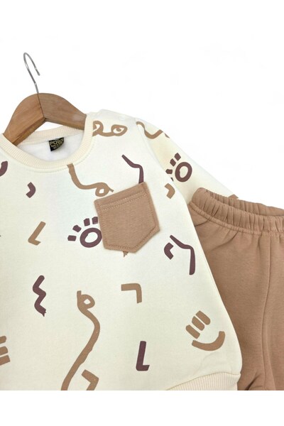 voyyo kids baby Baby Boy 6-9-12-18-24 Months Winter 3 Thread Embroidered Printed Top and Bottom Stylish Tracksuit Set R2275