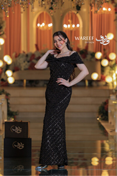 MAC CENTER Brown evening dress decorated with shimmering sequins