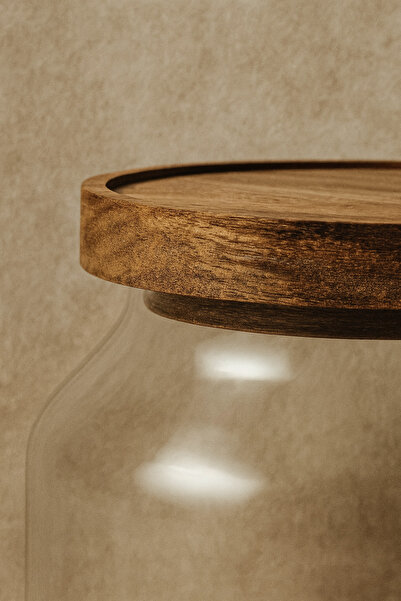 Bohemian Akasya Kapaklı & Ölçek Kaşıklı Cam Saklama Kavanozu Storage / Deterjanlık (2000 ml)