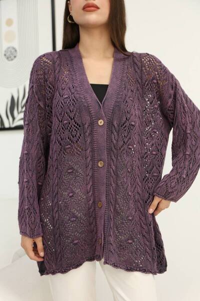AYASOFYA OTANTIK Women's Purple Button Closure Vintage Loose Cotton Patterned...