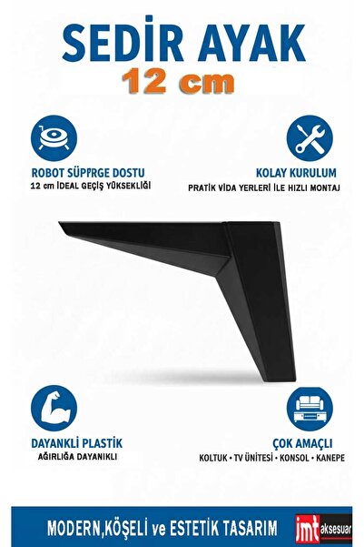 İMT AKSESUAR Sedir 12 cm Koltuk Baza Dolap Tv ünitesi Yatak Odası Konsol Ayağı