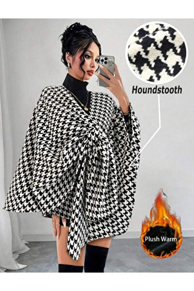 npLStore Women's New Season Houndstooth Patterned Stylish Poncho