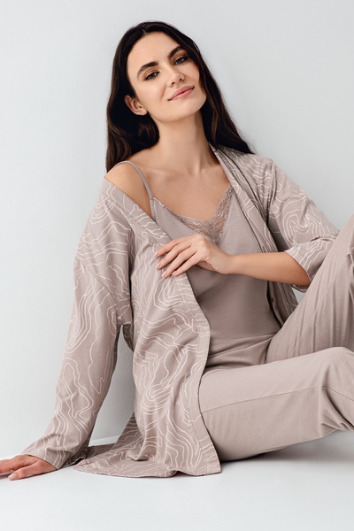 Pierre Cardin Women's 3-Piece Licensed Soft Texture Morning Gown Pajama Set with 2 Pairs of Socks Gift