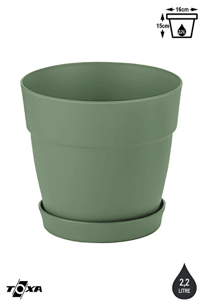 ToXA 1 Adet 2 Litre Mono Saksı Tabaklı Drenaj Delikli Plastik Çiçek Saksısı