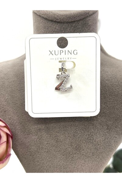 XUPING JEWELRY Zirkon Taşlı Harf Z Kolye Ucu (Silver 1x1cm)