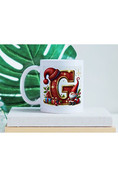Beramussa كوب على شكل حرف G مع شخصية سانتا كلوز القزم - تصميم أبجدي متوهج بطا...