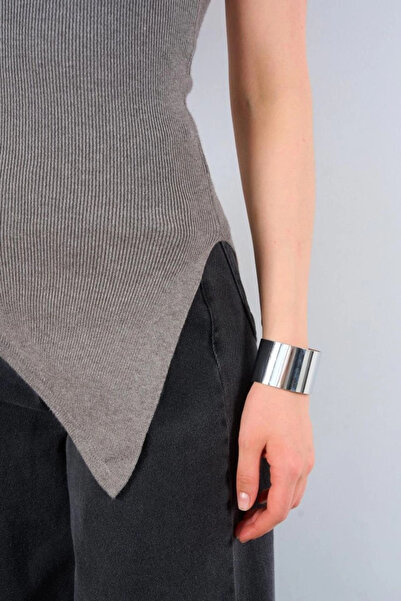 BY ELİZE Mdb Side Long Tank Top Medium Gray