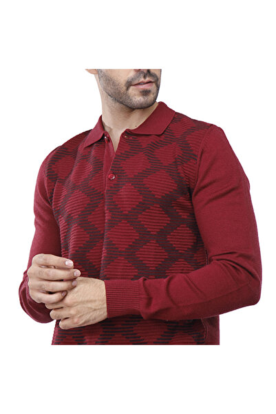 COUP Men Casual Sweater With Long Sleeves - Burgundy