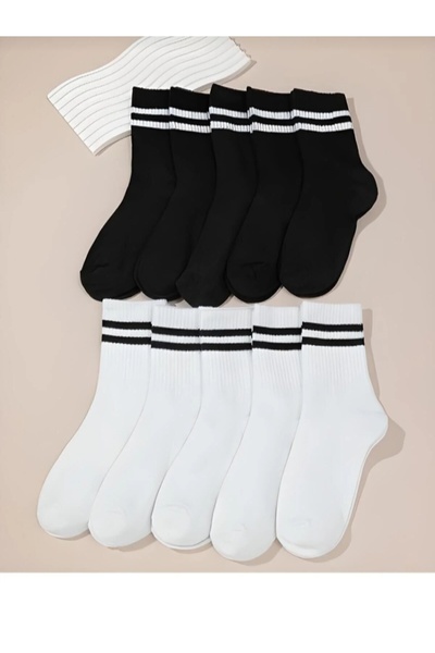 emosocks 8 Pairs Black and White College Socks Cotton Comfortable