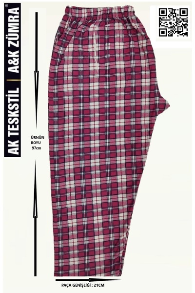 A&K ZÜMRA Mother Model Winter Suede Pajama Bottoms Without Pockets Plus Size